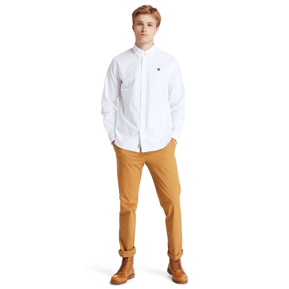 Camisa Masculino - Timberland Pleasant River Stretch Oxford - KJHMO9682 - Branco